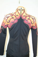 Equitation Blouse, Ladies M, Black with Burgundy, Bronze and Ivory, 5189B