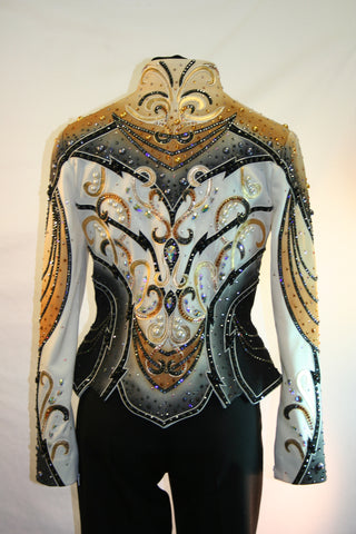 Black and Ivory Showmanship or Pleasure Jacket, Ladies M, 5188DE